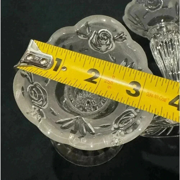 Vintage Rose Cottage Frosted Etched Glass Candlesticks Grannycore Cottagecore - Picture 6 of 13